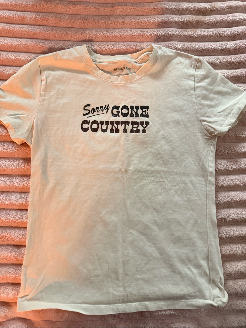 Lucky Brand White Graphic Sorry Gone Country Tee